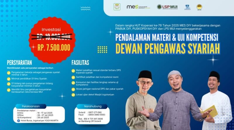 MES DIY dan PINBUK Selenggarakan Sertifikasi Dewan Pengawas Syariah untuk Perkuat Tata Kelola Koperasi Syariah